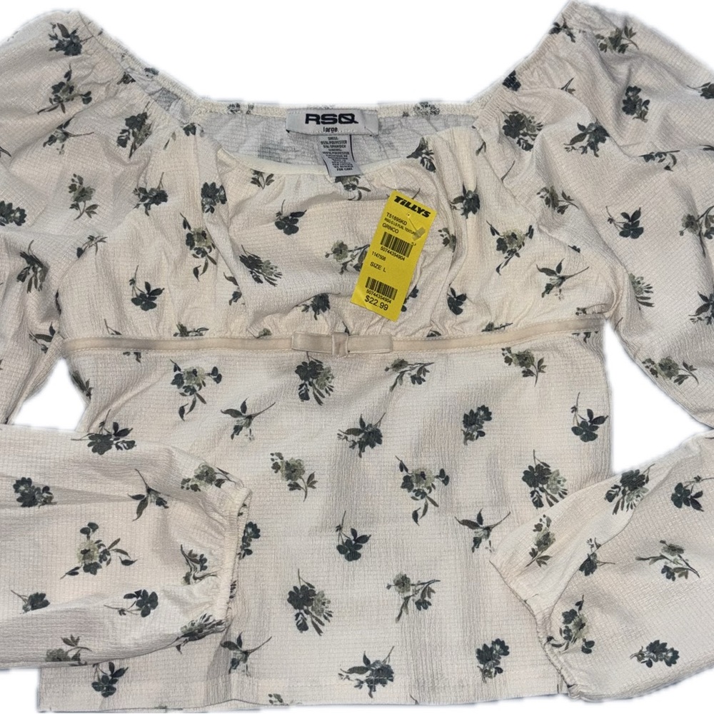 Tilly's RSQ Cream Floral Blouse